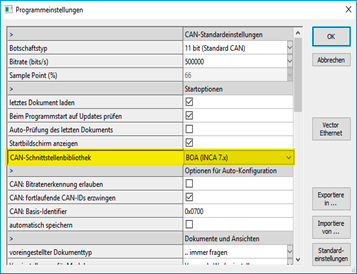 Programmeinstellungen CSMconfig