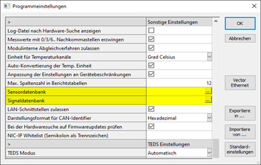 CSMconfig Programmeinstellungen