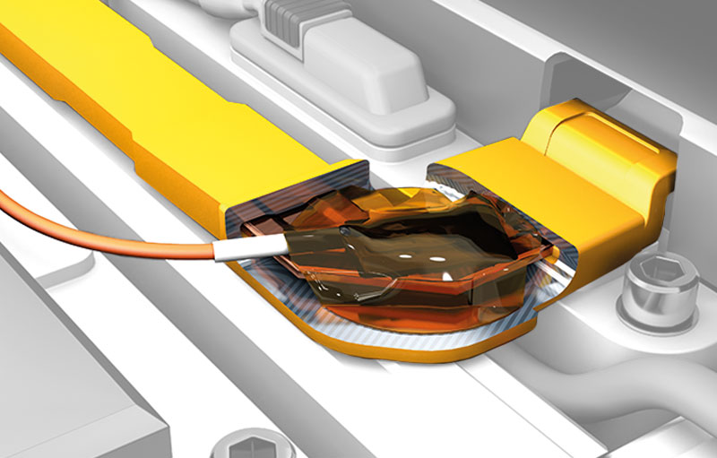 IC-Temperatur-Sensor als Einzelsensor auf einer Stromschine IC-Temperatur-Sensor als Einzelsensor auf einer Stromschine