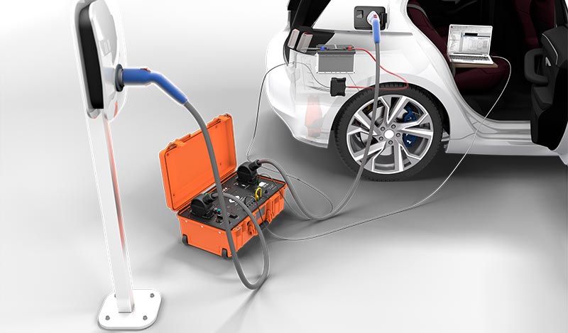 Current and voltage measurement between charging station and vehicle