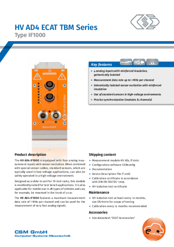 HV AD ECAT Modules up to ±90 V | CSM GmbH
