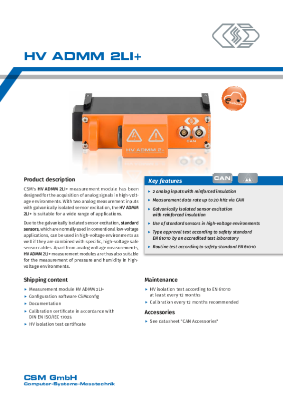 HV AD CAN Modules up to ±90 V | CSM GmbH
